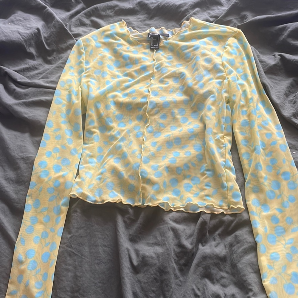 Size small, yellow and blue, sheer